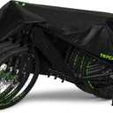 Topcrown Bike Cover Waterproof Outdoor Storage for 3 Bikes, Bicycle Cover Rain Sun UV Dust Wind Proof with Storage Bag for Mountain Road Bike/Ebike (210D Black+Green, XXXL Size for 3 bikes)