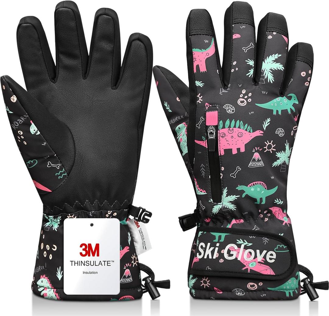 Snow Gloves,Ski Gloves Winter Warm and Waterproof Cold Weather Gloves-for Parent Boys Girls (M(Fit Kids11-15 Years and Women size), Mix 12)