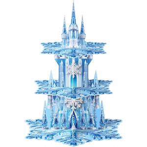 Generic 3-Tier Frozen-Themed Dessert Stand, Blue, Paper, Rectangular, Tiered Tray, Frozen Theme, Classic, Matte Finish, Holds 24 Cupcakes