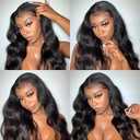 Body Wave Lace Front Human Hair Wigs Transparent Lace Frontal Wigs for Black Women Glueless Wigs (Natural Color 30 Inch)