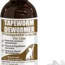 Tapeworm Dewormer for Cats & Kittens  Praziquantel Liquid 100 mL for Cats 6 Weeks & Older, Include 3 ml Dropper with Cap