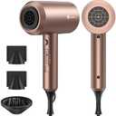 Slopehill Professional Ionic Hair Dryer, Powerful 1800W Fast Drying Low Noise Blow Dryer with 2 Concentrator Nozzle 1 Diffuser Attachments For Home Salon Travel (Mocha Mousse)
