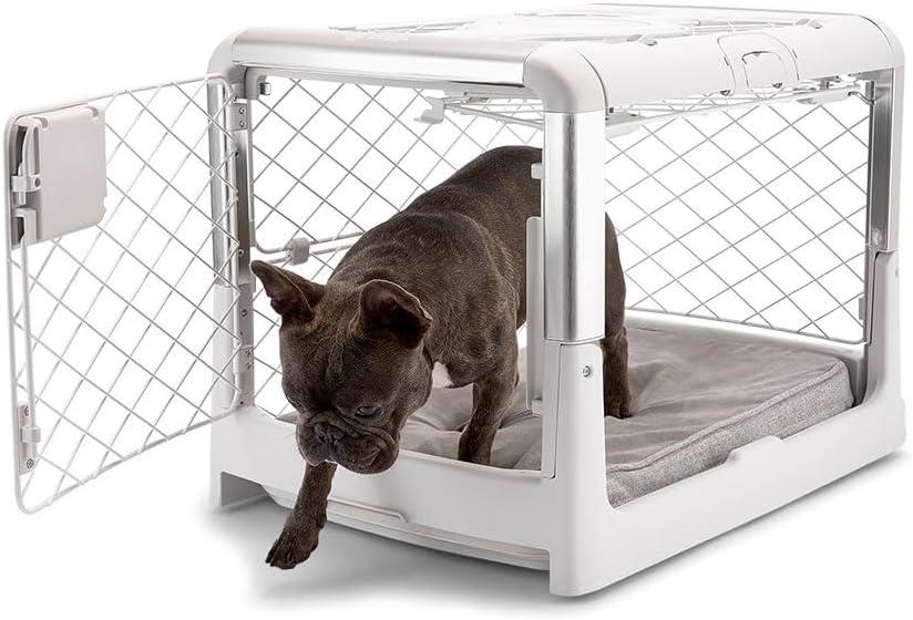 DIGGS Revol Collapsible Dog Crate with Wheels - Premium Portable Dog Crate - Safe, Stylish, and Convenient Indoor Kennel (Ash, Small) (Small (28.5"L x 19.8"W x 20.6"H))