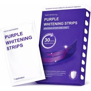 Purple Teeth Whitening Strip - Mild Whitening Solution that Effectively Removes Difficulty Caused by Smoking, Drink, and Coffee. Quick & Effect, Home Whitening Program (14 PCS)