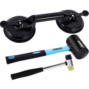 Floor Gap Fixer Tool Set with Aluminium Suction Cup & Rubber Mallet Hammer, Fixer Tool for Laminate Floor Gap Repair (Blue)