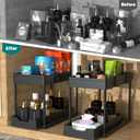DEKAVA Under Sink Organizer 2 Pack, Bathroom Cabinet Organizer, 2 Tier Sliding Cabinet Basket Organizer Drawer, Multi-Purpose Bath Collection Baskets for Bathroom (Black)