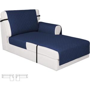 Easy-Going Reversible Chaise Lounge Couch Cover Water Resistant Sofa Cover Sectional L Shaped Sofa Slipcover with Adjustable Straps Furniture Protector for Dogs (115X34 in, Navy/Navy)