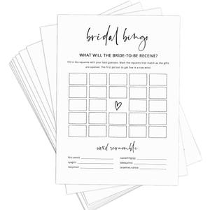 GardenCity Bridal Shower Bingo, Bridal Shower Game for 50 Guests, 50 Cards, Minimalist