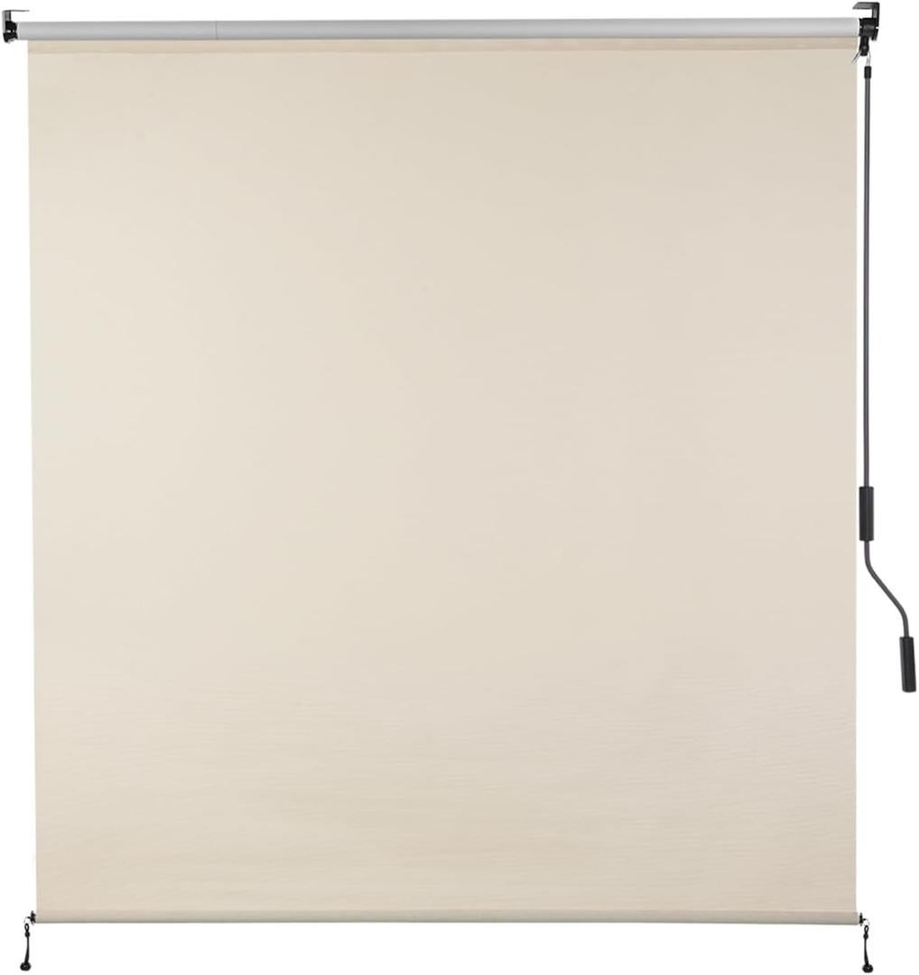 COWVIE Solar Fabric Roller Shade 5'W x 8'H, 5% Openness UV Protection Sun Shade for Outdoor Patio Gazebo Pergola or Porch,Outdoor Cordless Blinds for Privacy (60"W x 96"H, Beige)