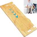 Slide Transfer Board, Wooden Slide Board with Track Pulley Turntable, Holds up to 500 Pounds, Senior and Handicap Move Assist and Slide Transfers, 2 Handles, 2 Fixed Holes, 2 Anti-Slip Stickers