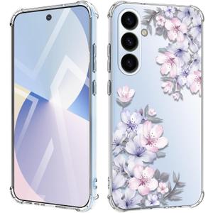 for Samsung Galaxy A56 Case Flowers [Buffertech 6.6ft Military-Grade Drop Protection] [Anti Peel Off Tech] Clear TPU Bumper 5G Phone Case Cover DesignFoliolosa