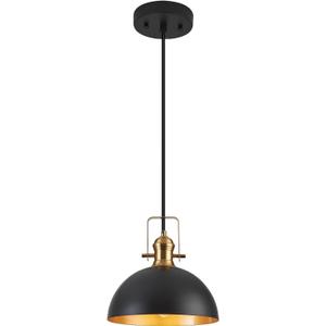 12 Inch Pendant Lights for Kitchen Island Matte Blacks Farmhouse Pendant Light fixtures Adjustable Height Dome Hanging Light for Dinning Room Bedroom Hallway,1 Pack