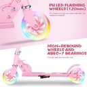 Scooter for Kids Ages 3-12 - Kids Kick Scooters with Led Light Up Wheels & 3 Levels Adjustable Handlebar, Lightweight Foldable 2 Wheel Girly Pink Scooter, Christmas Birthday Gifts for Girls Boys