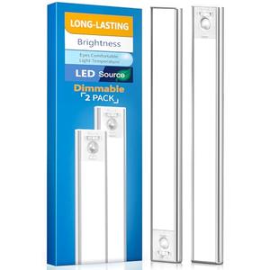 Under Cabinet Lighting, LED Motion Sensor Light Indoor, 2200mAh USB Rechargeable Closet Lights Battery Operated, Stick On Magnetic Wireless Dimmable Under Counter Lights for Kitchen(2 Pack)