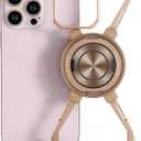 OATSBASF X Case for iPhone 16 Pro 6.3, with Kickstand 360 Rotatable Magnetic Stand, Frameless Slim Shockproof Protective Metal Bumper Phone Case, Desert Titanium