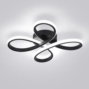 ADISUN Modern LED Ceiling Light, 6000K Semi Flush Mount Ceiling Light Fixture for Living Room, Close to Ceiling Light Fixtures for Bedroom, Corridor, Aisle, Hallway  Indoor Lamp, Black