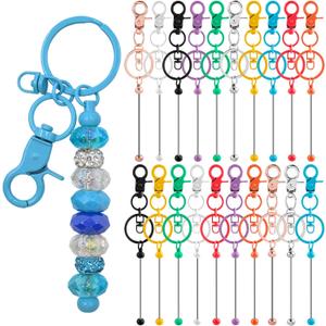 20 Pcs Beadable Keychains Bulk Kit  DIY Keychain Making Supplies with Metal Blanks for Crafts, Jewelry, Charms, Custom Projects  Blank Chain Bars for Beaded Keychain Design (Colourful)