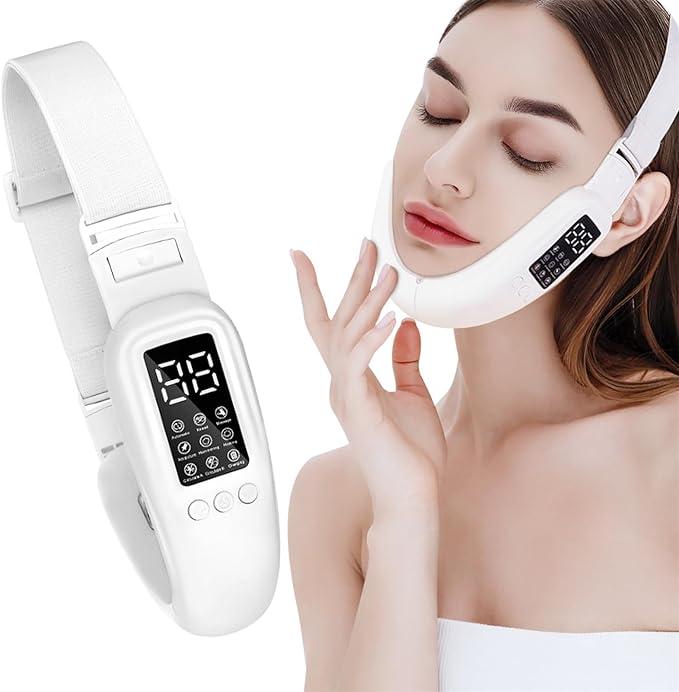 Excefore Electric Face Lift Double Chin Device, 8 Modes, 15 Intensity Levels, Intelligent Lifting, and Firming Facial Massager for Women