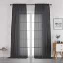 OWENIE Black Sheer Curtain 96 Inch Length, Elegant Sheer Curtain for Bedroom, Window Voile Sheer Curtain Panels/Drapes/Treatment for Living Room, 1Pc, 42" W x 96" L, Black