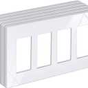 BESTTEN 5 Pack 4-Gang Screwless Decorative Wall Plate, Decorator Outlet Cover, USWP6 Snow White Series, H4.69 x L8.35, for Light Switch, Dimmer, GFCI, USB Receptacle