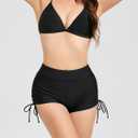 Womens Swim Shorts High Waisted Tie Board Shorts Bathing Suit Bottoms Tummy Control Swimsuit with Liner (Black, S)