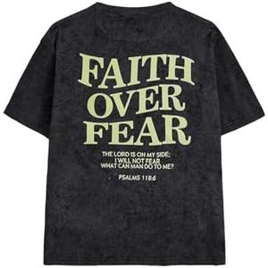 RoseSeek Boy's Letter Print Graphic Tees Short Sleeve Vintage T Shirt Round Neck Summer Tops Streetwear 12Y