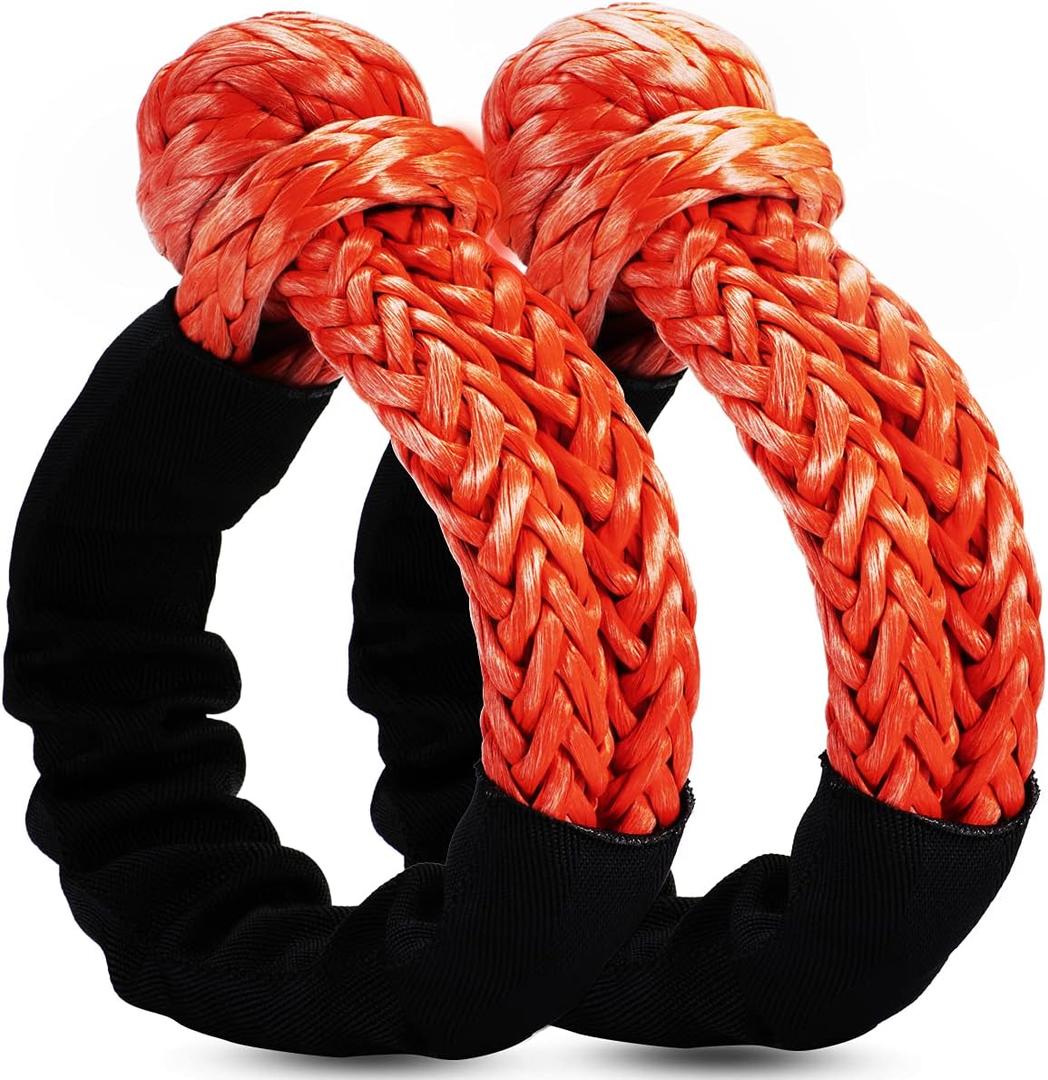 Soft Shackle 1/2" X 22 Inch (57,000LBS) Breaking Strength, Synthetic Road Recovery Rope for Sailing SUV ATV 4X4 Truck Jeep 2 Pack -Safer Than Metal Shackle