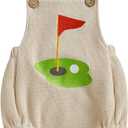 Newborn Infant Baby Boy Summer Outfits Sleeveless Strap Romper Waffle Bodysuit One Piece Golf Onesie Clothes, 6-12months