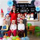 Snowman Classroom Bulletin Board Decorations Set Let It Snow Snowman Banner with Paper Fans Snowflake Class Backdrop DIY Photo Board for School Window Home Wall Party Decor