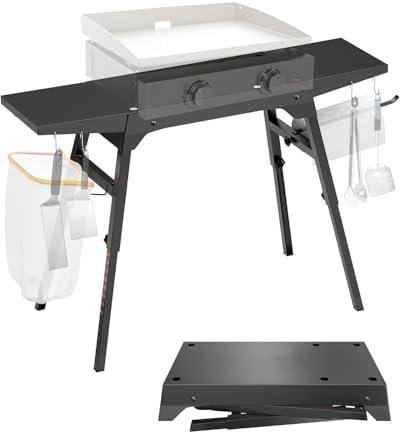 Blackstone Griddle Stand - Industrial Grade Metal Blackstone Grill Table Stand, for 17”or 22”, with Tool Rack, Paper Towel Holder Trash Bag Holder, for Outdoor Camping Garden Lawns Collapsible Griddle