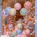 Lanpn 6 Pcs 6" Large Pastel Christmas Ornaments, Big Xmas Ball Outdoor, Plastic Christmas Tree Ornament, Giant Candy Balls Hanging Decor for Candyland Lawn Yard Home Outside, Rainbow Color