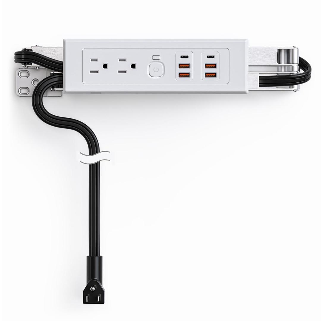 Drawer Outlet Kit USB C PD20W Fast Charging Station USB Power Cabinet Plug Charging Strip Recessed Vanity Table Box Desk Nightstand Mount Organizer, 14 AWG Power Cable for Kitchen Bedroom, White