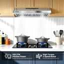 30 Inch Under Cabinet Range Hood - 600 CFM Ducted/Ductless Convertible Kitchen Vent Hood, Stainless Steel, 3 Speed with Baffle Filters & 2 LED Lights Brushed Finish, ETL Certification