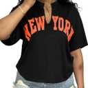 Lovely Wholesale Womens Graphic Tees Oversized Short Sleeve Summer V Neck New York T Shirts (Black, Medium)
