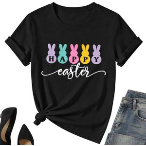 American Flag Bow Shirt Women-USA 4th of July Patriotic Short Sleeve Red White Blue Tee Tops (Black, M)