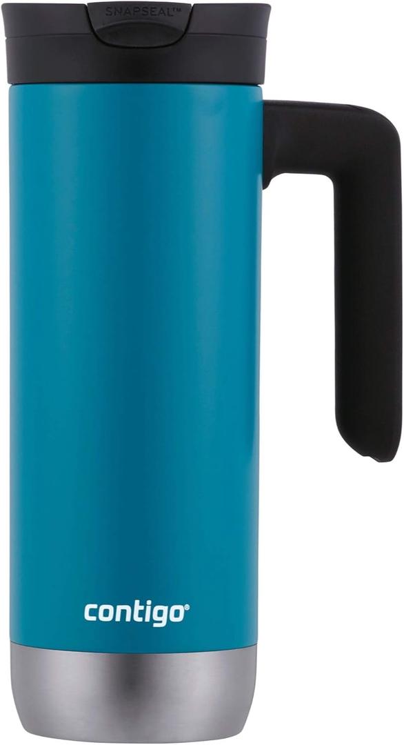 Contigo Superior 2.0 Stainless Steel Travel Mug with Handle Leak-Proof Lid Double-Wall Insulation for Hot & Cold Beverages, 20oz, Juniper, Ideal for Commuting and Travel