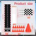37 Pcs Race Car Party Decorations, 12 Orange Traffic Cones with Holes on Top, 24 Checkered Flags, 1 Racetrack Floor Runner,for Race Car Birthday Party Table Centerpiece Supplies