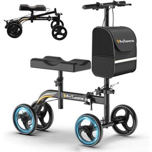 Premium Knee Scooter Foldable & Steerable Knee Walker, Dual Brakes, New Band Brake, Comfort Knee Pad for Foot Surgery, Broken Foot & Ankle Injury Recovery, Compact Crutch Alternative(Black)