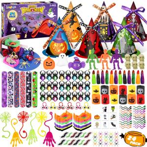 Letapapa 234 PCS Halloween Party Favors for Kids, 24 Pack Witch Hat Treat Bags Filled with Halloween Toys Bulk, Halloween Goodie Bag Fillers for Trick or Treat, Non-Candy Gift School Classroom Prize