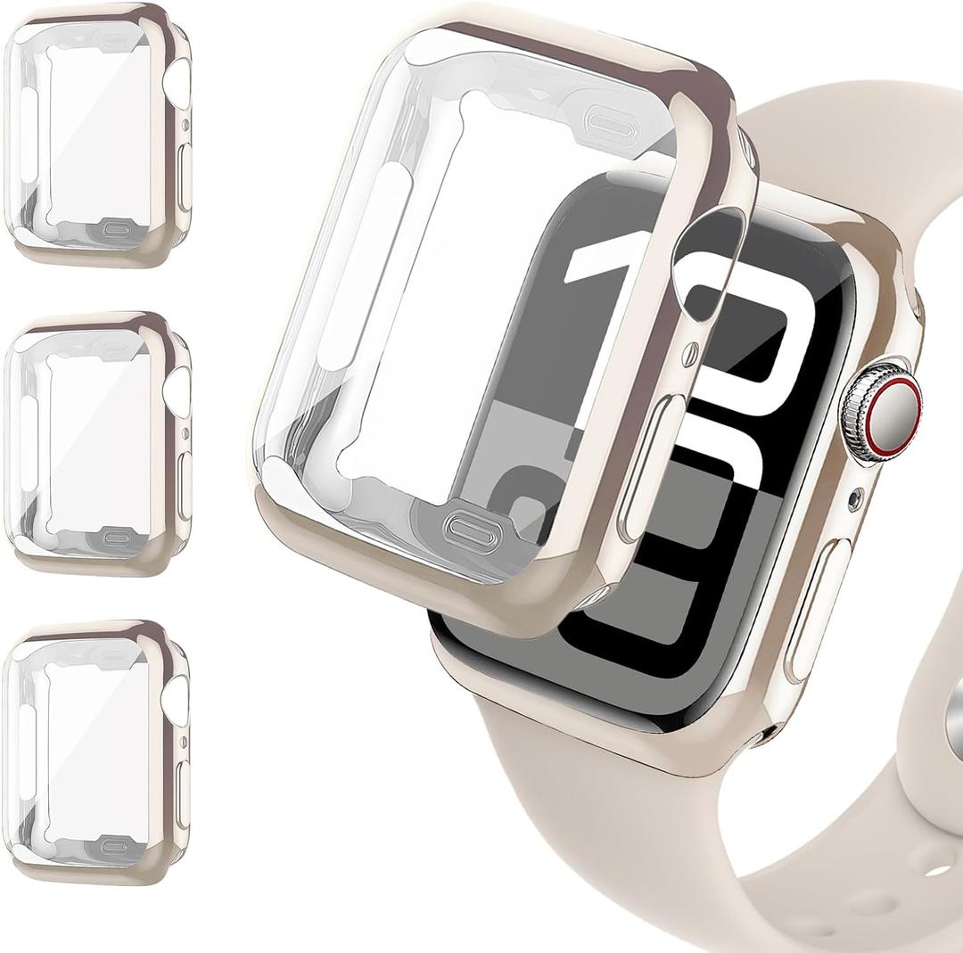 3 Pack Case for Apple Watch Screen Protector 44mm 40mm 46mm 42mm 41mm 45mm 38mm Series 10 9 8 7 6 5 4 3 SE/2,Soft TPU Screen Protector Film +Full Protection Face Cover Bumper Case for iWatch Cover