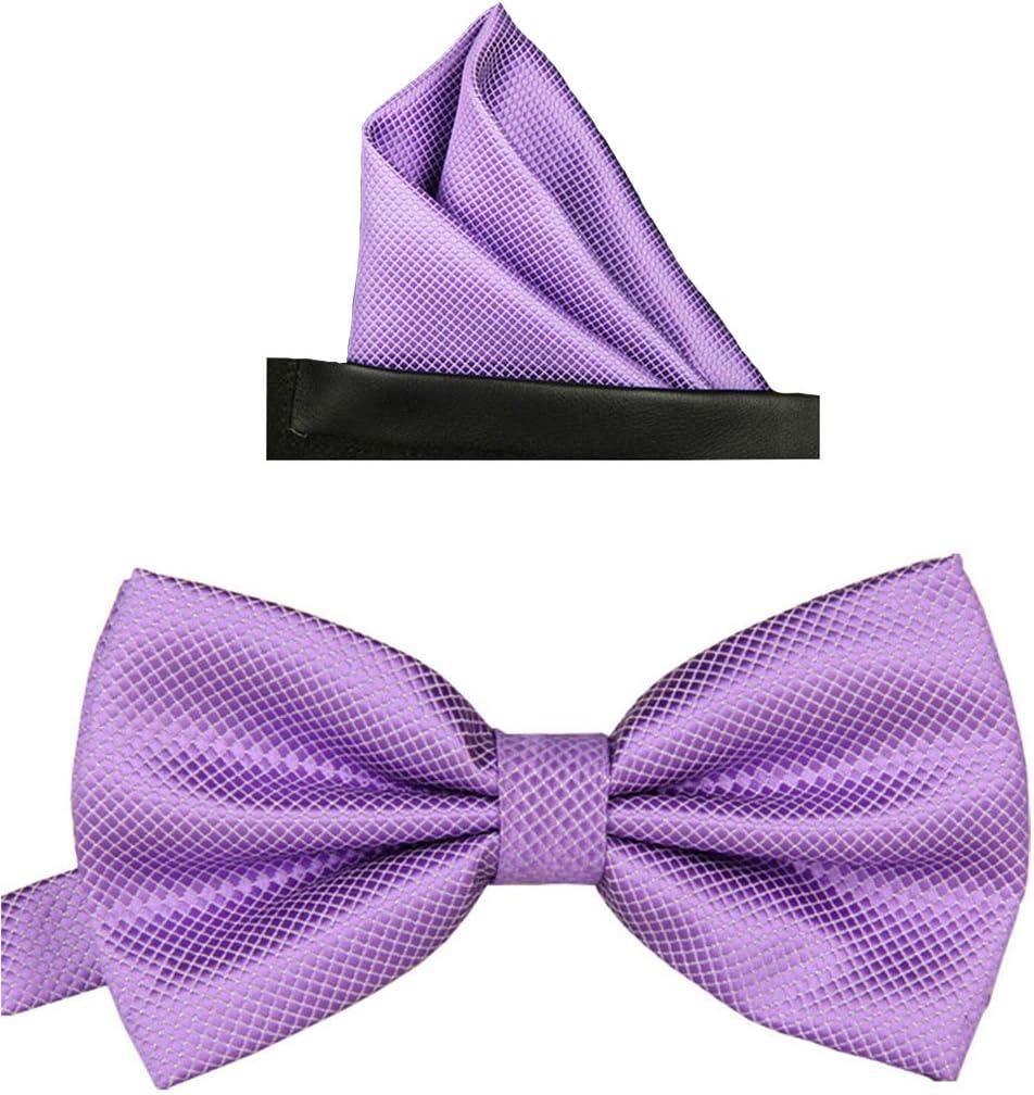 Men's Formal Tuxedo Banded Pre-Tied Bow Tie Set (Lavender)