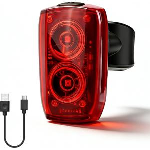 APECYC Bike Tail Light with Dual Light Heads, USB Rechargeable Bicycle Rear Light for Night Riding with 5 Modes Ultra Bright Safety Taillight for Road Mountain Commuter Cycling Accessories