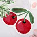 FROZZUR Cherry Bath Mat Cute Bathroom Rugs for Living Room and Bedroom, Luxury Funky Bathroom Mats Non Slip Fruit Shaped Absorbent Bathtub Cool Washable Rug Plush Shower Rugs