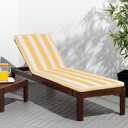 Outdoor Chaise Lounge Chair Cushions 2 Pack, Thick Waterproof Patio Pool Lounge Cushions, Fade Resistant, (Yellow & White Stripe), 74 inches x 24 inches x 2.7 inches