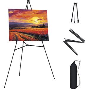 1 PCS Black Easel Stand for Wedding Sign Stand, 65 Inch Adjustable Metal Easels for Display, Portable Folding Easel for Wedding, Display Show, Arts, Poster with Portable Bags