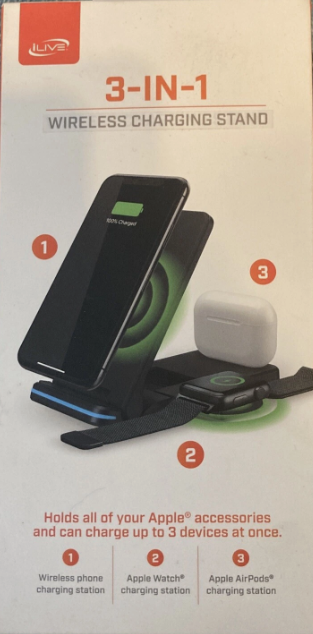iLIVE 3-in-1 Wireless Charging Stand- Black iLIVE 3-in-1 Wireless Charging Stand- Black