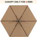 MASTERCANOPY Patio Umbrella 7.5 ft Replacement Canopy for 6 Ribs-Khaki Canopy Only