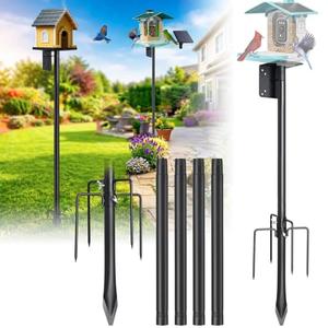 Heavy Duty Bird Feeder Pole - 75" Adjustable Birdhouse Stand Outdoor, Anti-Tip Stakes & Stable Mount for Smart Camera Birdfeeder,Bluebird House, Bird Buddy, Birdfy