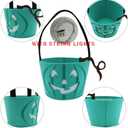 Light Up Teal Pumpkin Halloween Felt Trick or Treat Bucket, with Blue LED lights, Halloween Party Favors, Halloween Snacks, Goodie Bags for Kids, Novlety Gifts