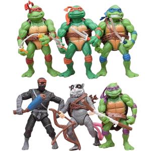 6-Pack Turtle Action Figures 4.7" Figure Toys Birthday Gifts for Kids Friends and Fans